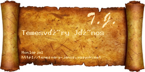 Temesváry János névjegykártya